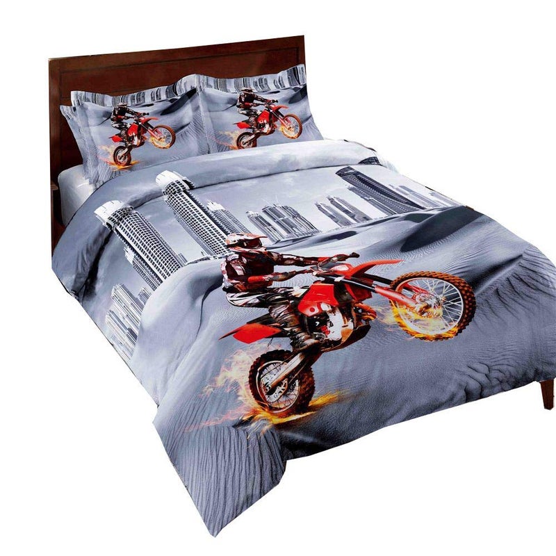 SHOMPE Dirt Bike Comforter Sets Full Size Racing Motocross Sports Extreme Theme Bedding Sets for Boys - Image 3